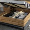 Postel HALLE (typ 52) se zvedacím roštem a úložným prostorem dub Wotan/černá