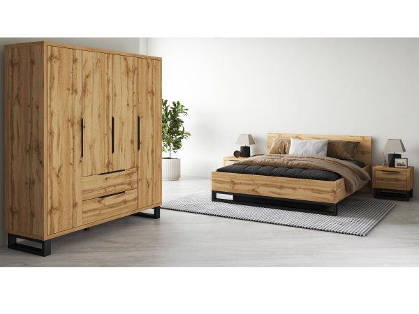 Šatní skříň HALLE S typ 20 dub Wotan/černý