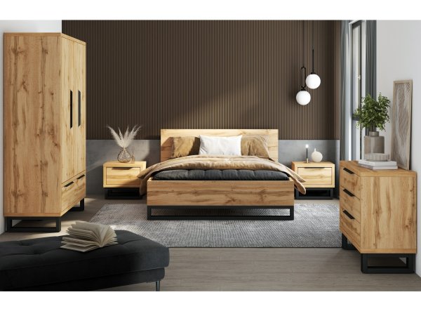 Šatní skříň HALLE S dub Wotan/černý