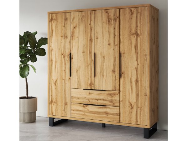 Šatní skříň HALLE S typ 20 dub Wotan/černý