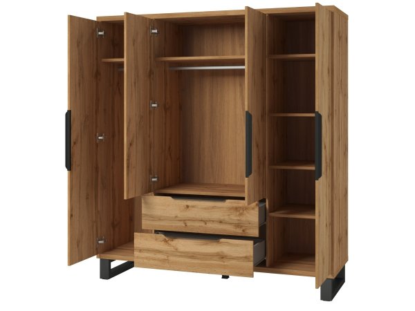 Šatní skříň HALLE S typ 20 dub Wotan/černý