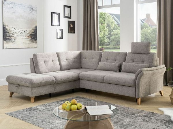 Rohová sedací souprava s nastavitelnou hloubkou sedáku HEDEN