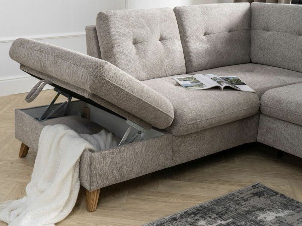 Rohová sedací souprava s nastavitelnou hloubkou sedáku HEDEN