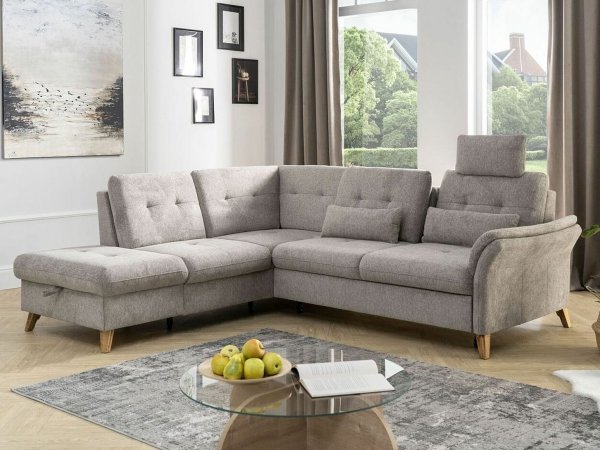 Rohová sedací souprava s nastavitelnou hloubkou sedáku HEDEN