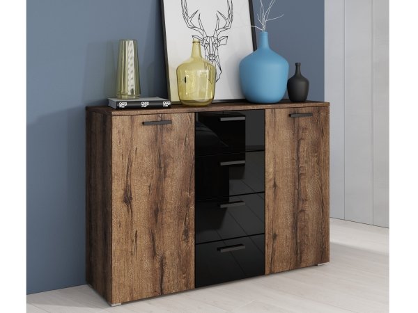 Komoda GALAXY dub Monastery/černý lesk