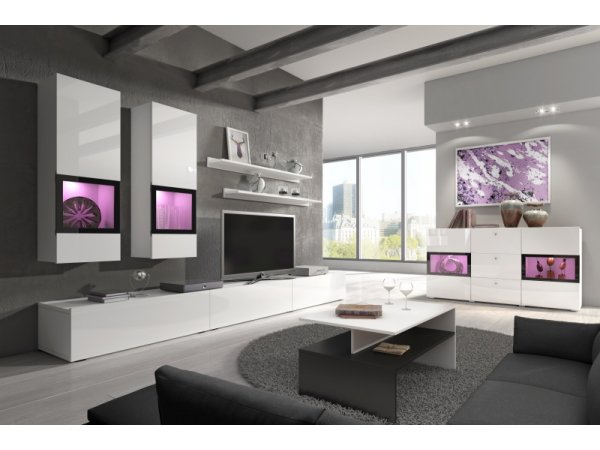 Komoda BAROS bílá/bílý lesk