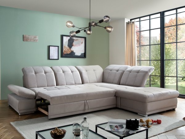 Rohová rozkládací sedací souprava s nastavitelnými opěráky HOLIDAY