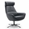 Kožené designové otočné křeslo s vysokým opěrem BE ORGANIC, kůže Prestige+ Nero