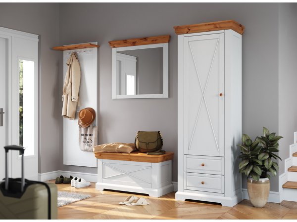 Lavice do předsíně (typ 18) RONE bílá/borovice