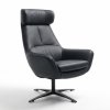 Kožené designové otočné křeslo s vysokým opěrem BE ORGANIC, kůže Prestige+ Nero