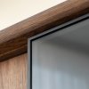 Dubová komoda LOFT s barem a proskleným čelem, tabák