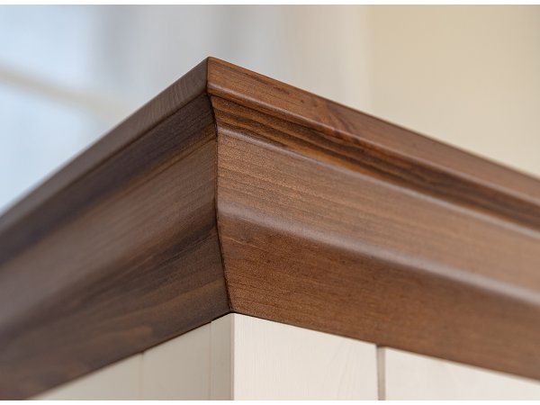 Komoda s vitrínou (typ 04) RONE borovice masiv bílá/tabák