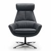 Kožené designové otočné křeslo s vysokým opěrem BE ORGANIC, kůže Prestige+ Nero