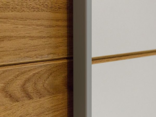 Šatní skříň s posuvnými dveřmi GALAXY bílá/dub Beaufort