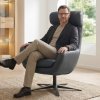 Kožené designové otočné křeslo s vysokým opěrem BE ORGANIC, kůže Prestige+ Nero
