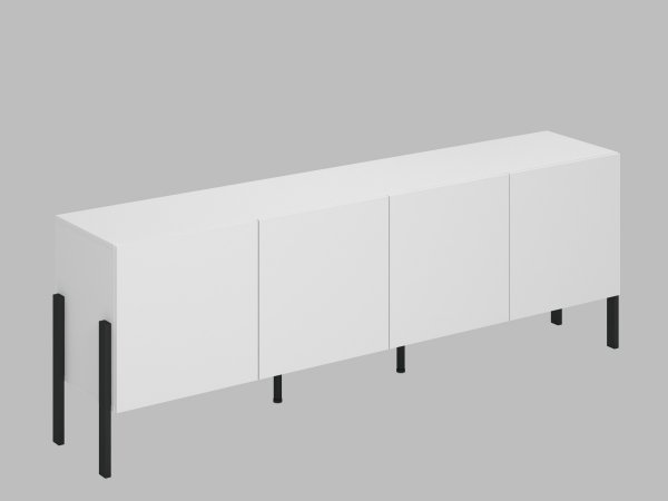 Televizní komoda (typ 25) JUKON bílá supermatt/černé kovové nohy