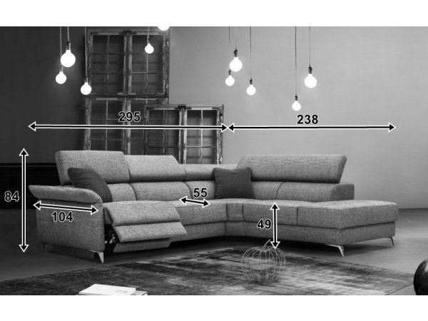 Rohová sedací souprava JUSTIN s elektrickou funkcí relax