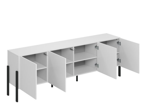 Televizní komoda (typ 25) JUKON bílá supermatt/černé kovové nohy