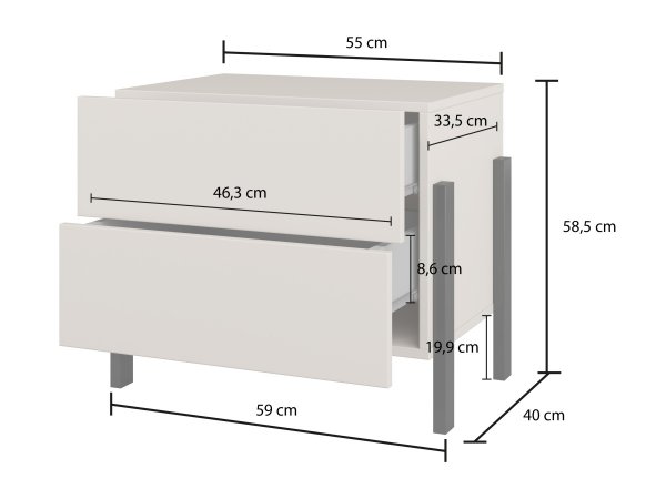 Sestava nábytku do ložnice JUKON 3 cashmere/černé kovové nohy