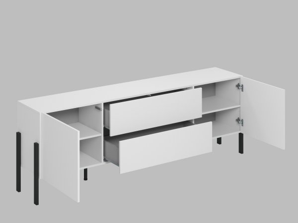 Sestava nábytku do obývacího pokoje JUKON 3 bílá supermatt/černé kovové nohy