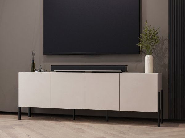 Televizní komoda JUKON (typ 25) cashmere/černé kovové nohy