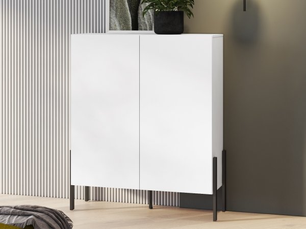 Sestava nábytku do obývacího pokoje JUKON 2 bílá supermatt/černé kovové nohy