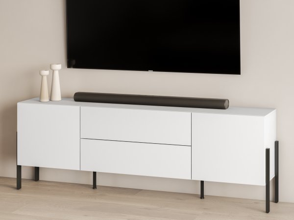 Sestava nábytku do obývacího pokoje JUKON 3 bílá supermatt/černé kovové nohy