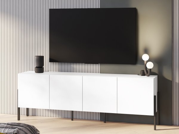 Sestava nábytku do obývacího pokoje JUKON 2 bílá supermatt/černé kovové nohy