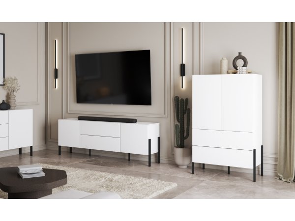 Sestava nábytku do obývacího pokoje JUKON 3 bílá supermatt/černé kovové nohy