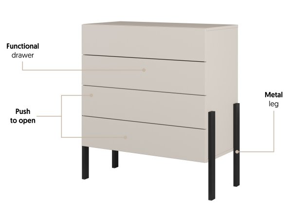 Komoda(typ 27) JUKON cashmere/černé kovové nohy