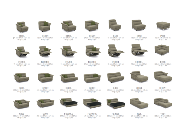 Malá rohová sedací souprava JUSTIN s elektrickou funkcí relax