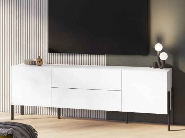 Sestava nábytku do obývacího pokoje JUKON 3 bílá supermatt/černé kovové nohy