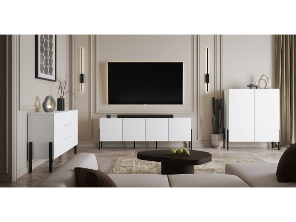 Sestava nábytku do obývacího pokoje JUKON 2 bílá supermatt/černé kovové nohy