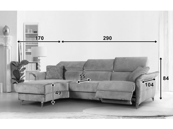 Malá rohová sedací souprava JUSTIN s elektrickou funkcí relax