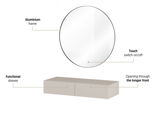 Sestava nábytku do ložnice JUKON 3 cashmere/černé kovové nohy