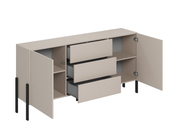 Komoda do obývacího pokoje JUKON (typ 26) cashmere/černé kovové nohy