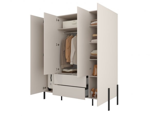 Sestava nábytku do ložnice JUKON 3 cashmere/černé kovové nohy