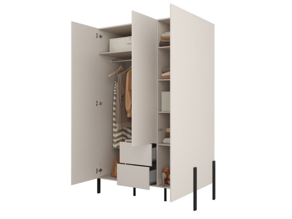 Sestava nábytku do ložnice JUKON 1 cashmere/černé kovové nohy