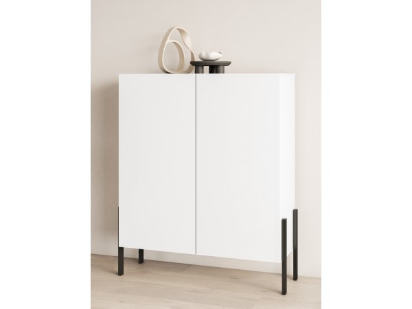 Sestava nábytku do obývacího pokoje JUKON 2 bílá supermatt/černé kovové nohy