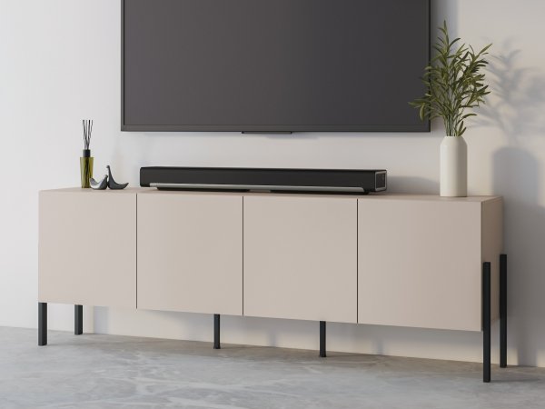 Televizní komoda JUKON (typ 25) cashmere/černé kovové nohy