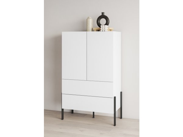 Sestava nábytku do obývacího pokoje JUKON 3 bílá supermatt/černé kovové nohy