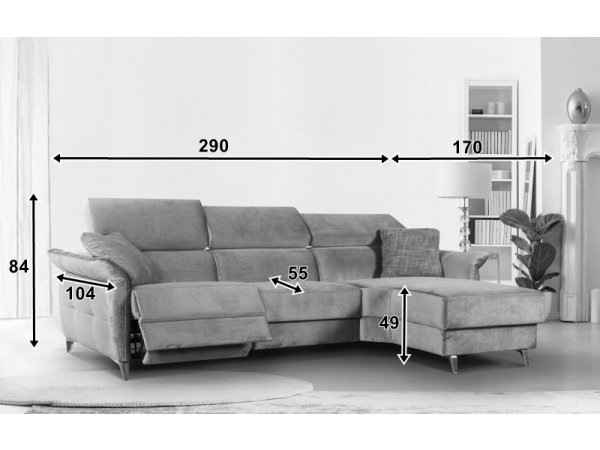 Malá rohová sedací souprava JUSTIN s elektrickou funkcí relax