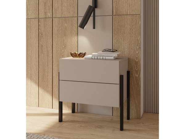 Noční stolek (typ 22) JUKON cashmere/černé kovové nohy