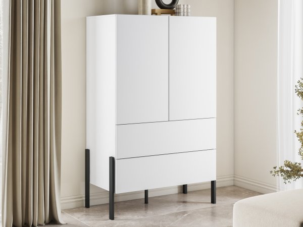 Sestava nábytku do obývacího pokoje JUKON 3 bílá supermatt/černé kovové nohy