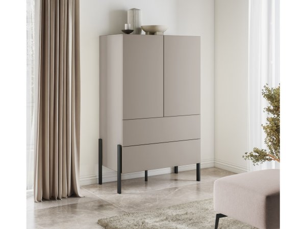 Komoda na prádlo (typ 38) JUKON cashmere/černé kovové nohy