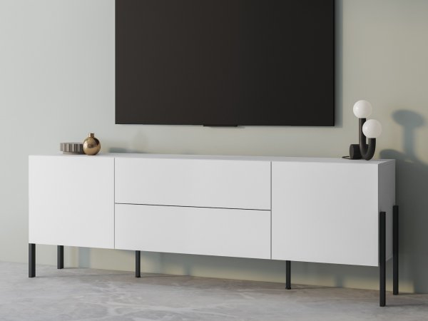 Sestava nábytku do obývacího pokoje JUKON 3 bílá supermatt/černé kovové nohy