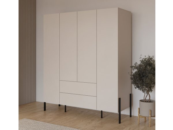 Sestava nábytku do ložnice JUKON 3 cashmere/černé kovové nohy