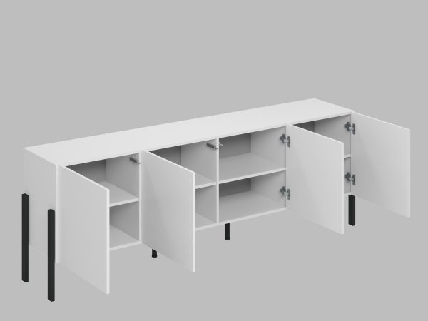 Sestava nábytku do obývacího pokoje JUKON 2 bílá supermatt/černé kovové nohy