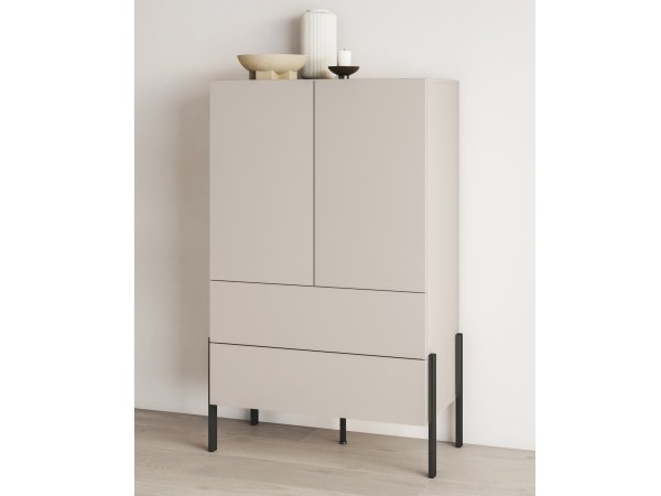 Komoda na prádlo (typ 38) JUKON cashmere/černé kovové nohy