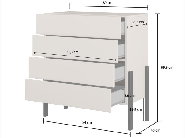 Komoda(typ 27) JUKON cashmere/černé kovové nohy